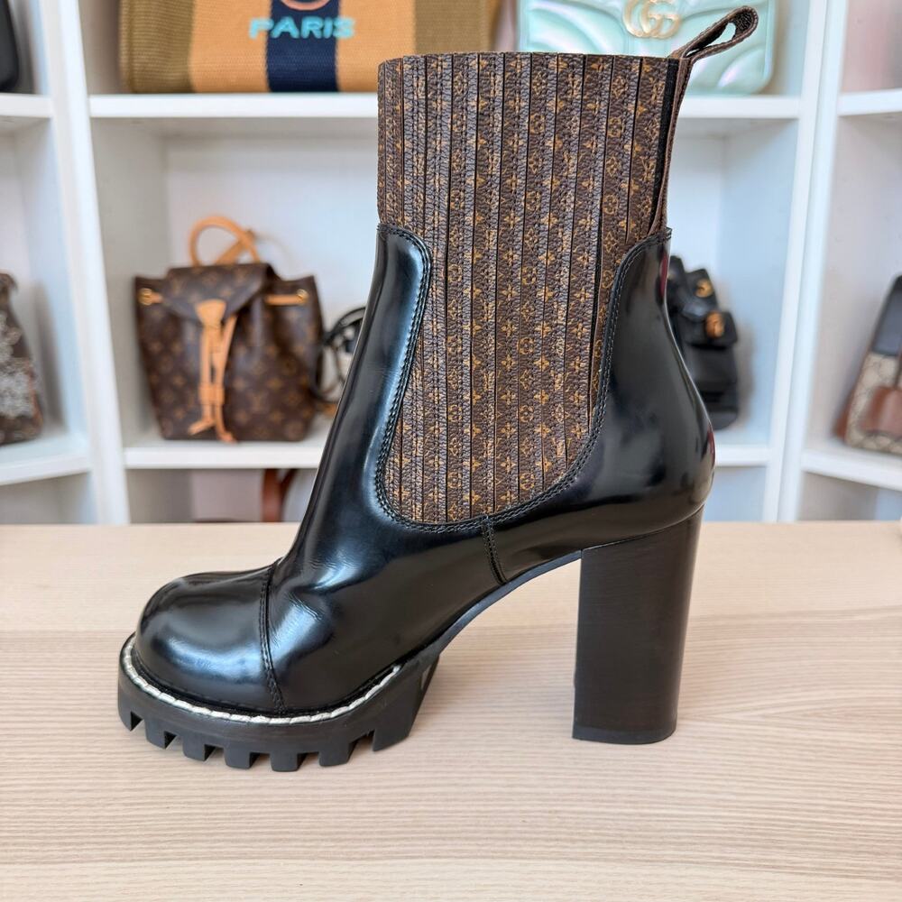 Louis Vuitton Monogram Ankle Boots Smooth Leather Size 37.5 EU / 7.5 US - Picture 4 of 14